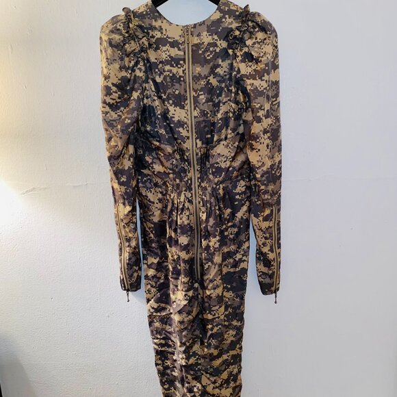 NWT 100% Silk Thomas Wylde Camouflage print Dress - Picture 3 of 9